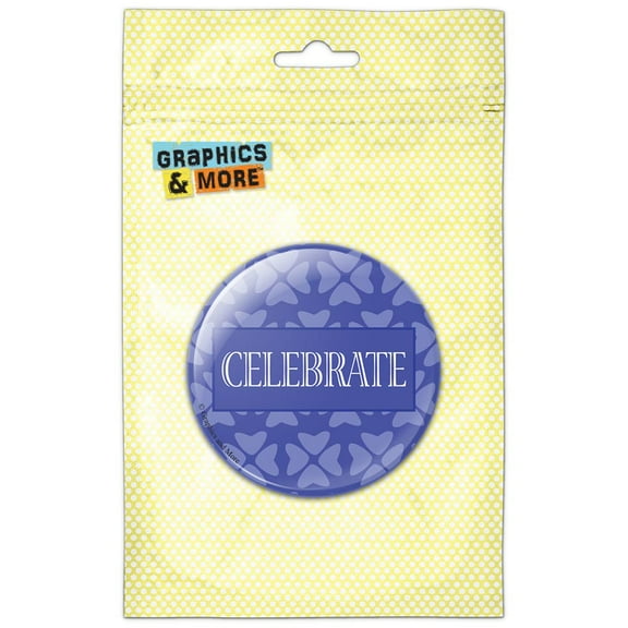 Celebrate Elegant Flower Pattern Blue Pinback Button Pin Badge