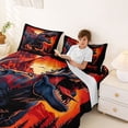 thumbnail image 3 of Feelyou Retro Sunset Dinosaur Bed Sheets for Boys Men Kids, Mountain Wildlife King Sheets, Black Orange, 4-Piece, 3 of 5