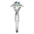 thumbnail image 3 of 1.3125 ct Round Cut Blue Moissanite Halo Engagement Ring for Women in 18K White Gold, 3 of 5