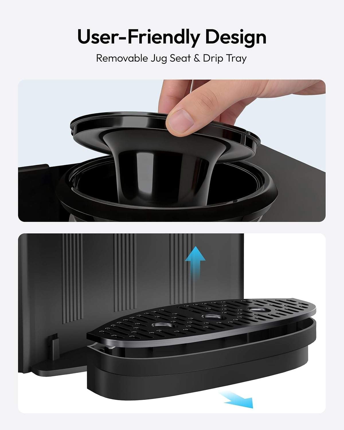 Top Load Water Dispenser for 3 or 5 Gallon Bottles, Countertop Water Cooler with Hot & Cold Settings
