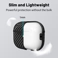 thumbnail image 2 of TECH CIRCLE for AirPods 4 Case, Carbon Fiber Style Full Drop Protection Cover with Carabiner Magnetic Lid Shockproof Protective Slim Anti-Scratch Hard Shell Compatible for AirPods 4th Ge 2024,Red, 2 of 8
