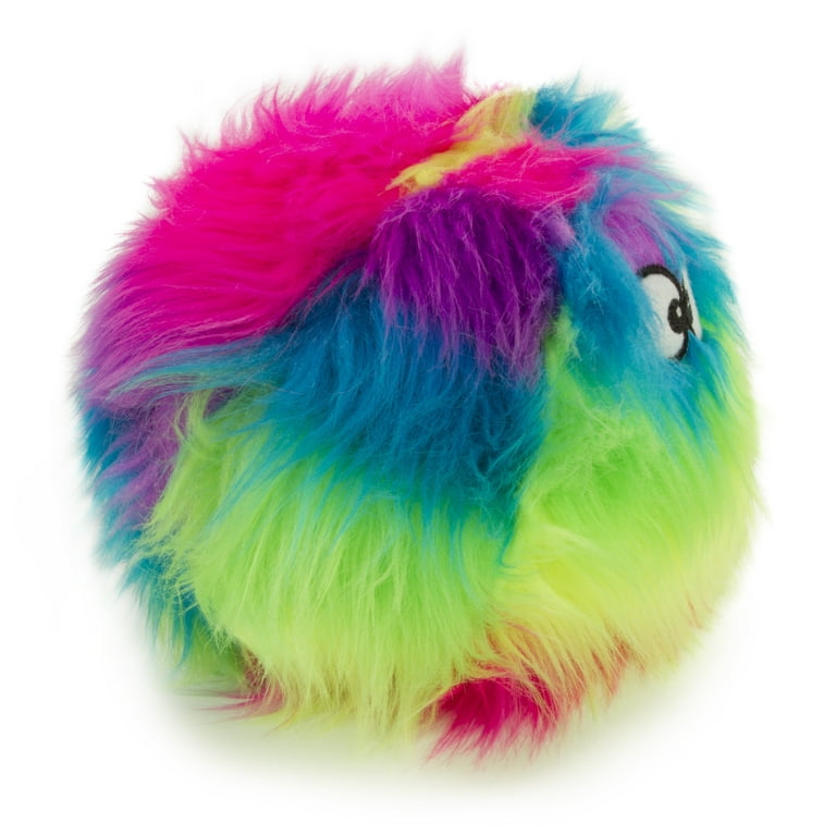 goDog Furballz Plush Ball Dog Toy, Squeaker, Chew Guard Tech