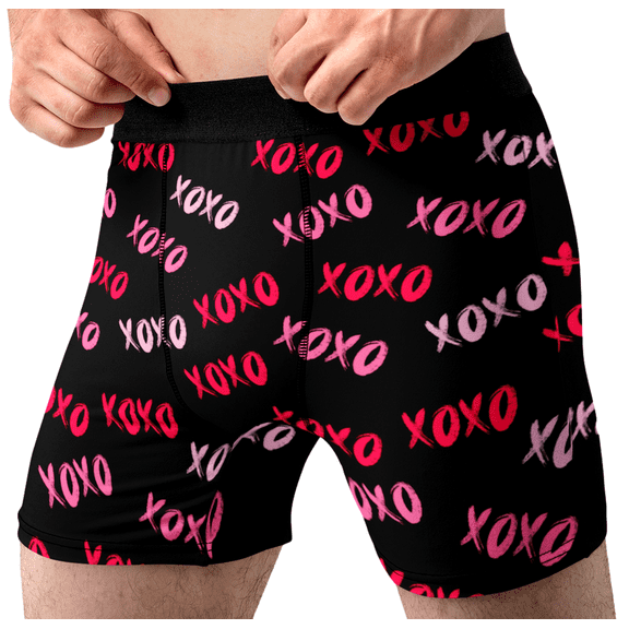 Mens XOXO Hugs and Kisses All Over Boxer Briefs Valentines Day Underwear