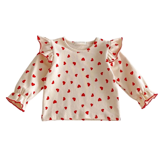 Gubotare Longues Chandails pour Tout-Petits Chandails à Manches pour Filles Haut Doux à Manches Longues à Col Rond Chandail à Manches Longues pour Fillette Taille 3T 4T (Rouge, 3-4 Ans)