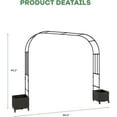 thumbnail image 7 of Aoile Garden Arch Trellis, Span 86.6" Metal Arch with Planter Boxs for Wedding Garden Party Plant Support Flower, Black, 7 of 7
