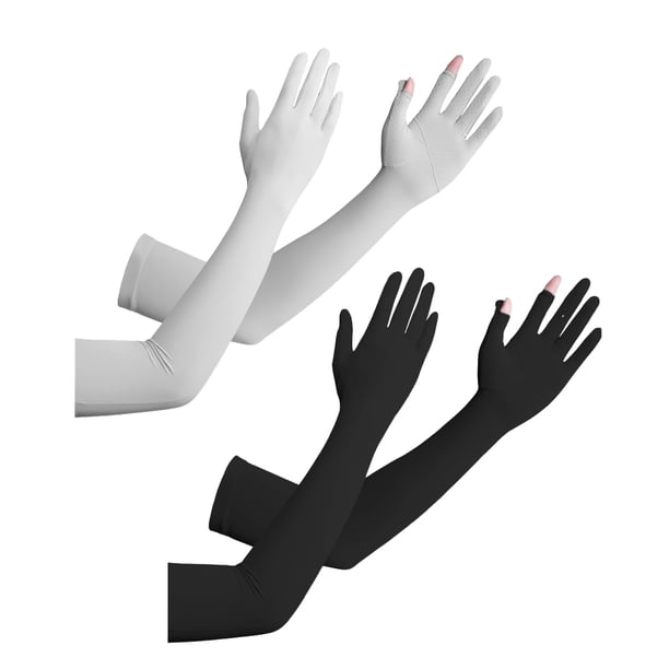 pares de guantes largos UV para el sol, guantes de conducción con bloqueador solar para mujer, antideslizantes, protección solar para brazos y dedos completos para deportes al aire libre