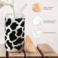 thumbnail image 3 of Vaso de cristal SANDJEST con estampado de vaca con tapa de bambú y pajita 470 ml, 3 of 7