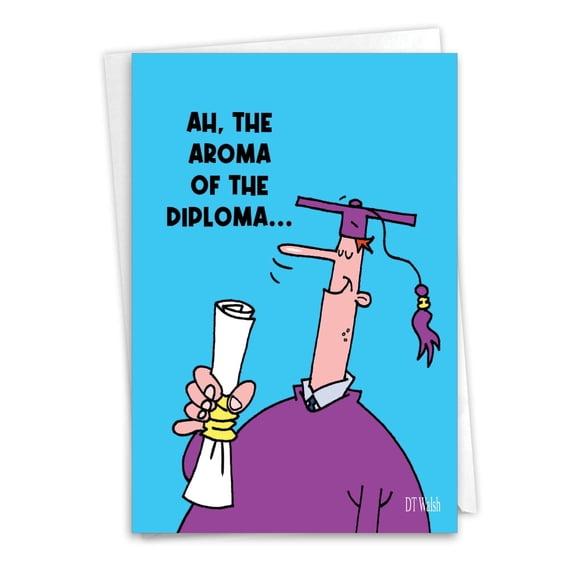 NobleWorks Funny Graduation Greeting Card (Graduate) with 5 x 7 Inch Envelope (1 Card) Aroma of Diploma C10456GDG