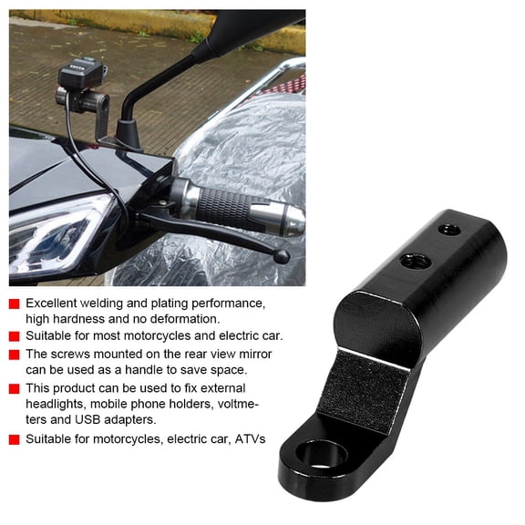 Rearview Mirror Base Extension Mount Bracket Hooks Support Holder for Motorcycles(Black)