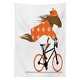 thumbnail image 3 of Ambesonne Horse Tablecloth Rectangular Table Cover, Hipster Horse Riding Bike, 52"x70", Brown Orange Black, 3 of 4