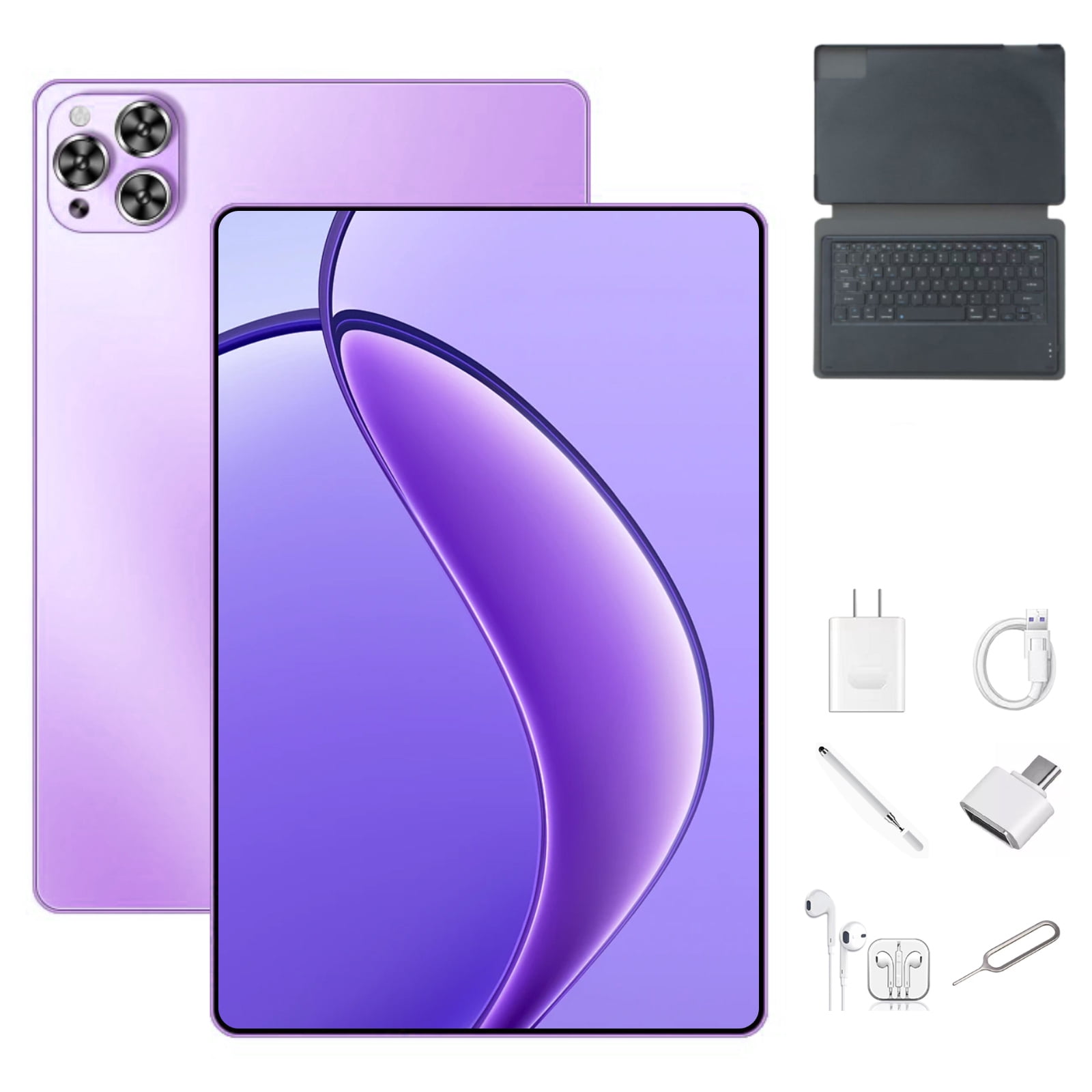 Purple Tablet 2026 Newest Android 12 Tablet , 10 Inch Tablet,5G Wi-Fi Tablet Computer,2 In 1 Tablet with Keyboard, 256GB ROM+8GB RAM ,Octa-Core Processor,1920 * 1200 IPS,Bluetooth,GPS