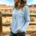thumbnail image 5 of Linen Tops for Women Summer Raw Trim Long Sleeve Frayed Vintage Shirts Lightweight Dressy Crew Neck Flowy Blouses Light Blue M, 5 of 5