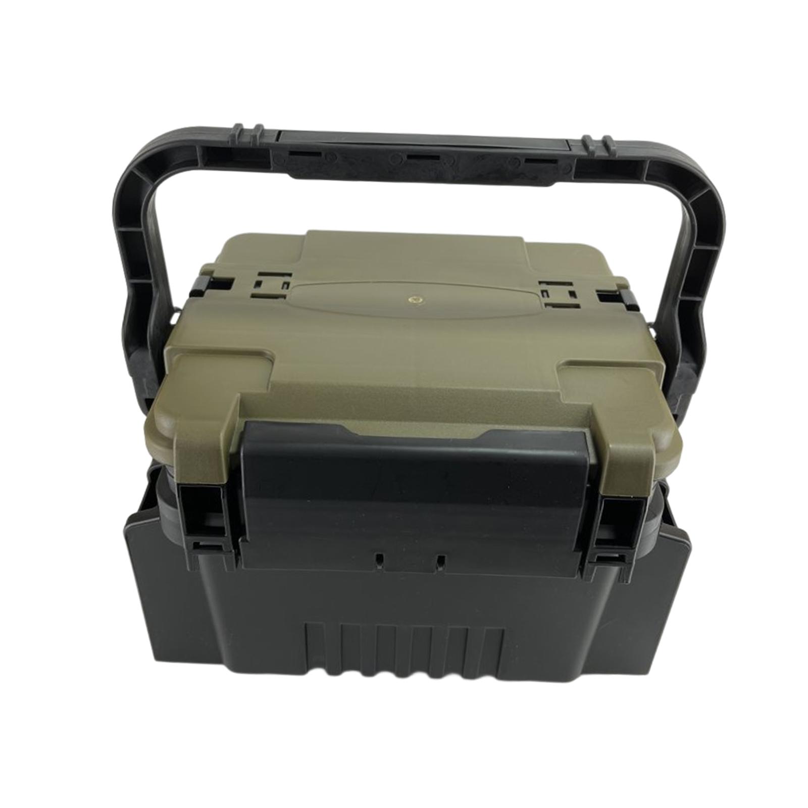 Wswqop Fishing Tackle Box Organizer with Shoulder Strap with Compartments Carrying Case Green