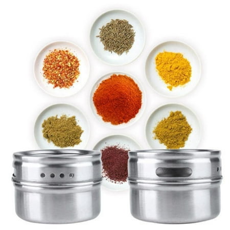 - Mosunx Stainless Steel Magnetic Spice Storage Jar Tins Container With Rack Holder