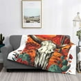 thumbnail image 2 of Yiaed Western Desert Cactus Ram Skull Print Blanket Throw Blanket Soft Cozy Flannel Blanket for Home Bed Sofa Couch Chair-50"x40", 2 of 6