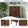 thumbnail image 5 of 30" Fluted Design Modern Freestanding Vanity Cabinet, Modern Bathroom Cabinet with Soft Close Drawers, Freestanding Vanity with Ceramic Sink for Bathroom, Dark Brown, 5 of 7