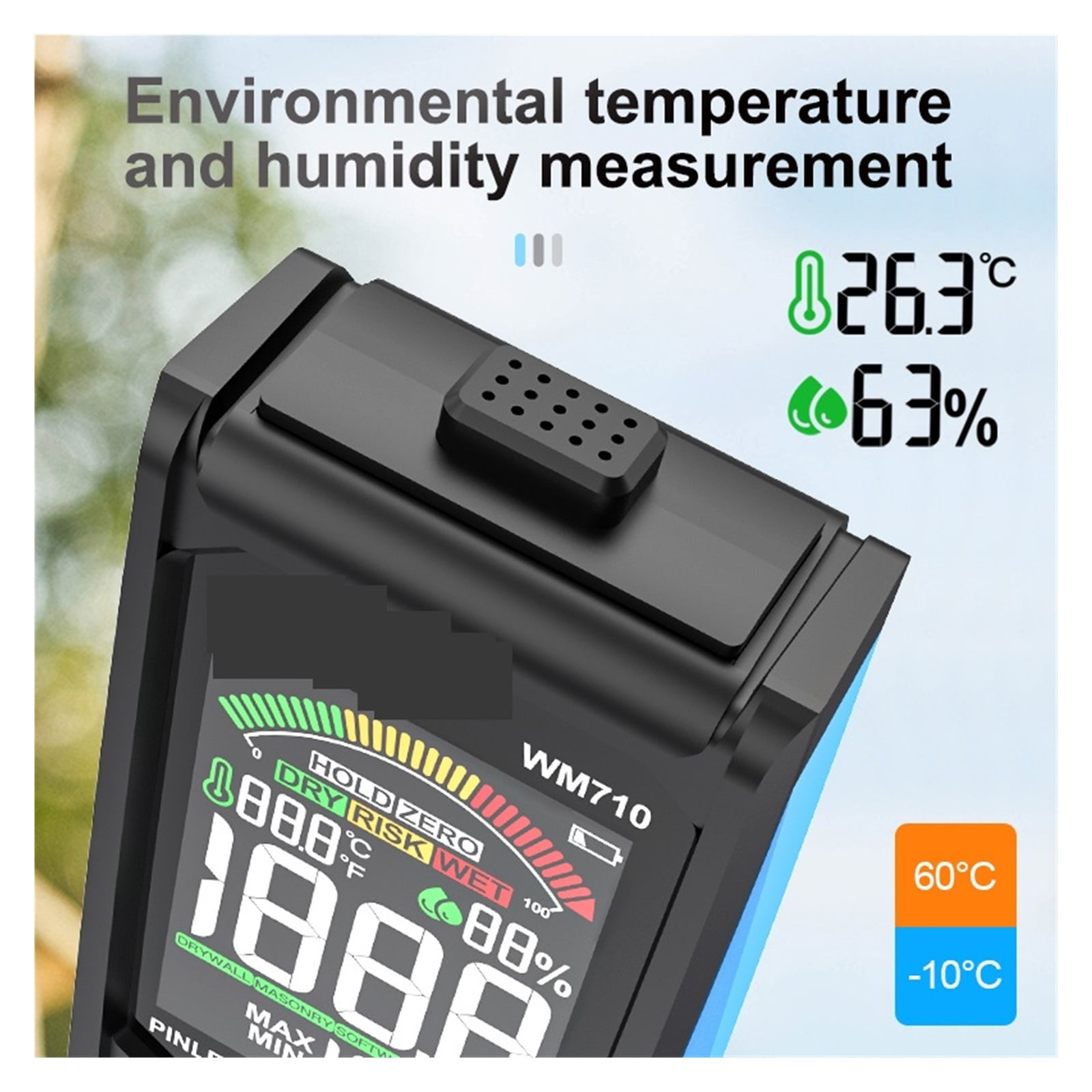Wood Moisture Meter Inductive Timber Damp Detector Moisture Sensor Humidity Meter Hygrometer Moisture Tool ,Wide Applications