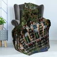 thumbnail image 4 of Shutters Soft Flannel Fleece Throw Blanket, Wooden House with Shutter at Windows Fence Flower Trees Blooms Dream Art, Cozy Plush for Indoor and Outdoor Use, 50" x 70", Red Green Brown, by Ambesonne, 4 of 5