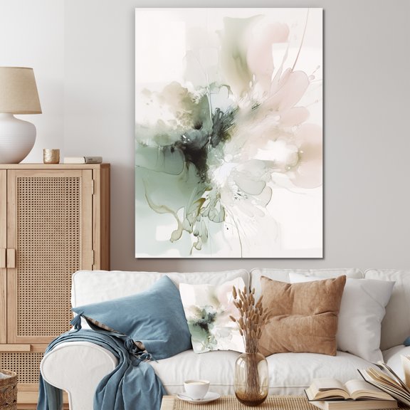Designart "Green And Cream Essence Of Modernity I" Abstract Wall Decor