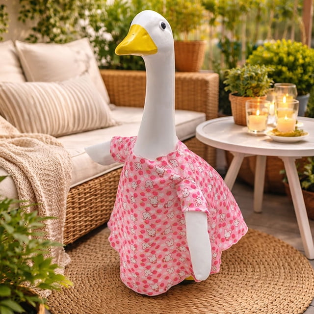 EGNMCR Home Decor, Room Decor, Wall Decor Spring Summer Idyllic Gooses Outfits Gooses Statue Patio Dress Patio Gooses Outfits Hat Set For 23In Statue Patio Garden Decoration Polyester Statue