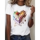 thumbnail image 1 of Chic Women's 100% Cotton T-Shirt with Colorful Heart & Chocolate Design - Breathable, Comfortable Short Sleeve Crew Neck Top for Spring/Summer/Fall - Ideal Valentine's Day Gift, 1 of 6