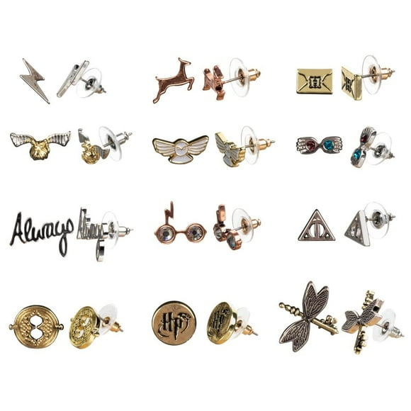 Pendientes Bioworld Harry Potter con símbolos de Hogwarts para mujer