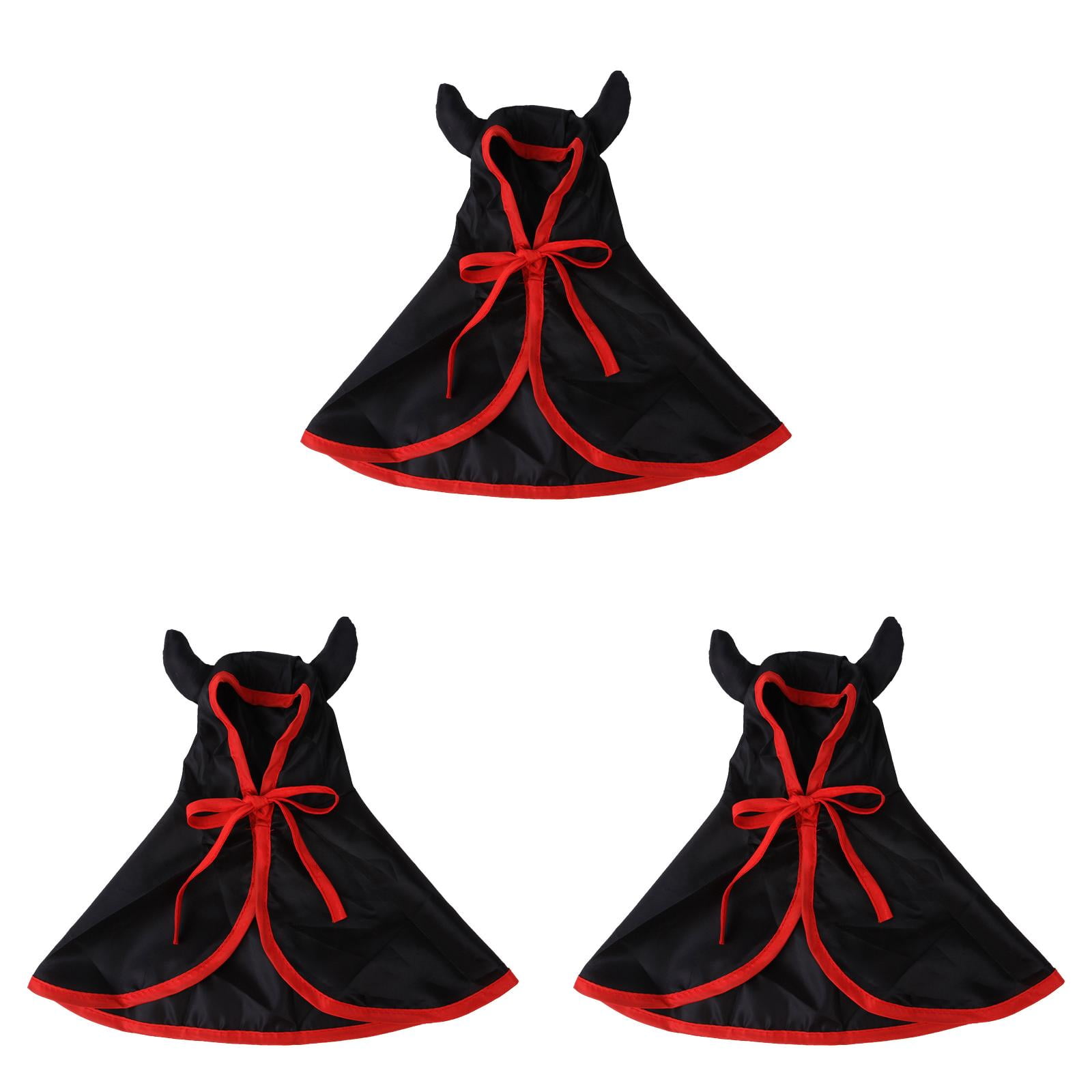 3Pcs Halloween Vampire for Cats and Small Dogs Adjustable Pet Cloak Cape with Horns Accessory Spooky Wizard Outfit for Halloween Party Cosplay Events and Holiday Dress-Up (Black S)