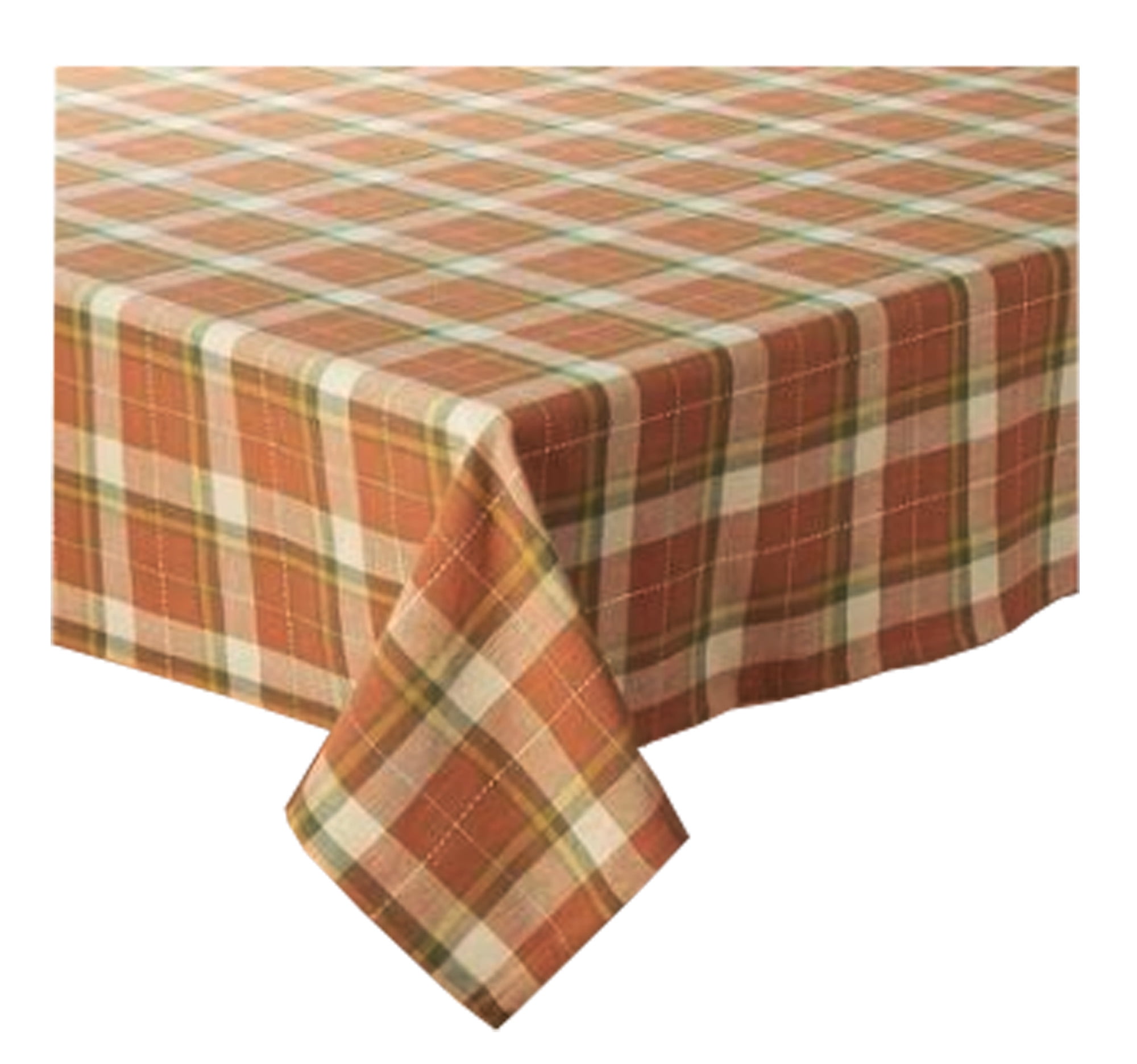 Fall Pumpkin Plaid Tablecloth Multi-color Cottage Classic Top Stitching (52x70 Rectangle ...