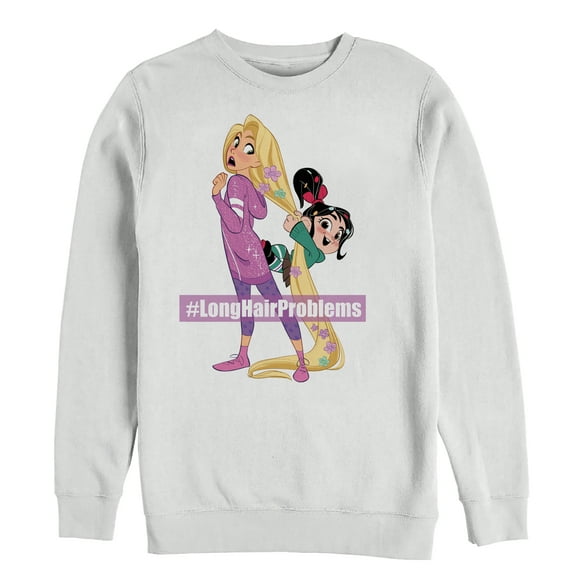 Men's Ralph Breaks the Internet Rapunzel Hair  Sweatshirt White 3X Large