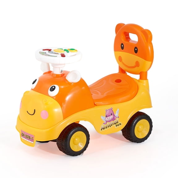 Ride On Toddler Push Car, Push Car for Toddler 19 to 36 Months, Kids Ride On Toy with Horn & Music, 48.5 lbs Load Capacity, Under-seat Storage, Foot-to-Floor Walker for Toddlers Boys Girls