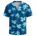 thumbnail image 6 of Uwinwear Men's Linen Cotton Short Sleeve Button Up V Neck Shirts Lightweight Tops Hawaiian Summer Beach Printed Casual Shirts Breathable Casual Wear,Royal Blue,XXL, 6 of 8