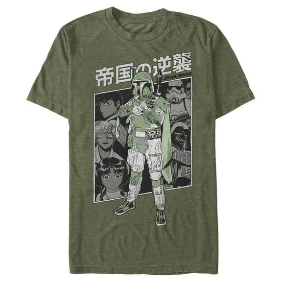 Men's Star Wars Boba Fett Anime Blast Graphic Tee Military Green 2X Large