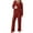 Wine Red, variant on Ekouaer Womens Ribbed Knit Pajamas Set V Neck Long Sleeve Pj Set 2 Piece Matching Sleepwear Top and Pant Loungewear