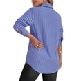 thumbnail image 3 of Fantaslook Striped Button Down Shirts for Women Classic Long Sleeve Collared Office Work Blouses Tops, 3 of 10
