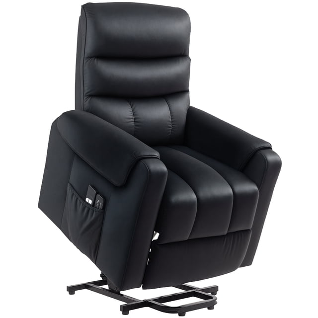HOMCOM Fauteuil Releveur Électrique pour Aînés avec 8 Points de Vibration Télécommande Noir