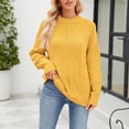 thumbnail image 4 of Duoif Chandails pour Femmes, Mode Décontractée pour Femmes Couleur Unie Col Rond Automne et Hiver Nouveau Chandail Ample Chandail Femmes Chandails Jaune P, 4 of 7