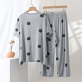 thumbnail image 4 of Jamicy Womens Lounge Set 2026 Summer Comfy 2 Piece Outfits Oversized Crew Neck Short Sleeve Tops & Wide Leg Pant Matching Sets Clothing, 4 of 5