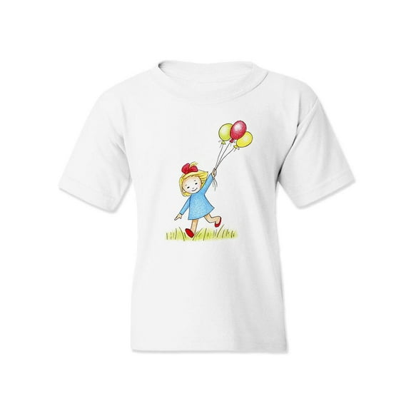 Girl With Balloons T-Shirt Juniors -Image by Shutterstock,  Large