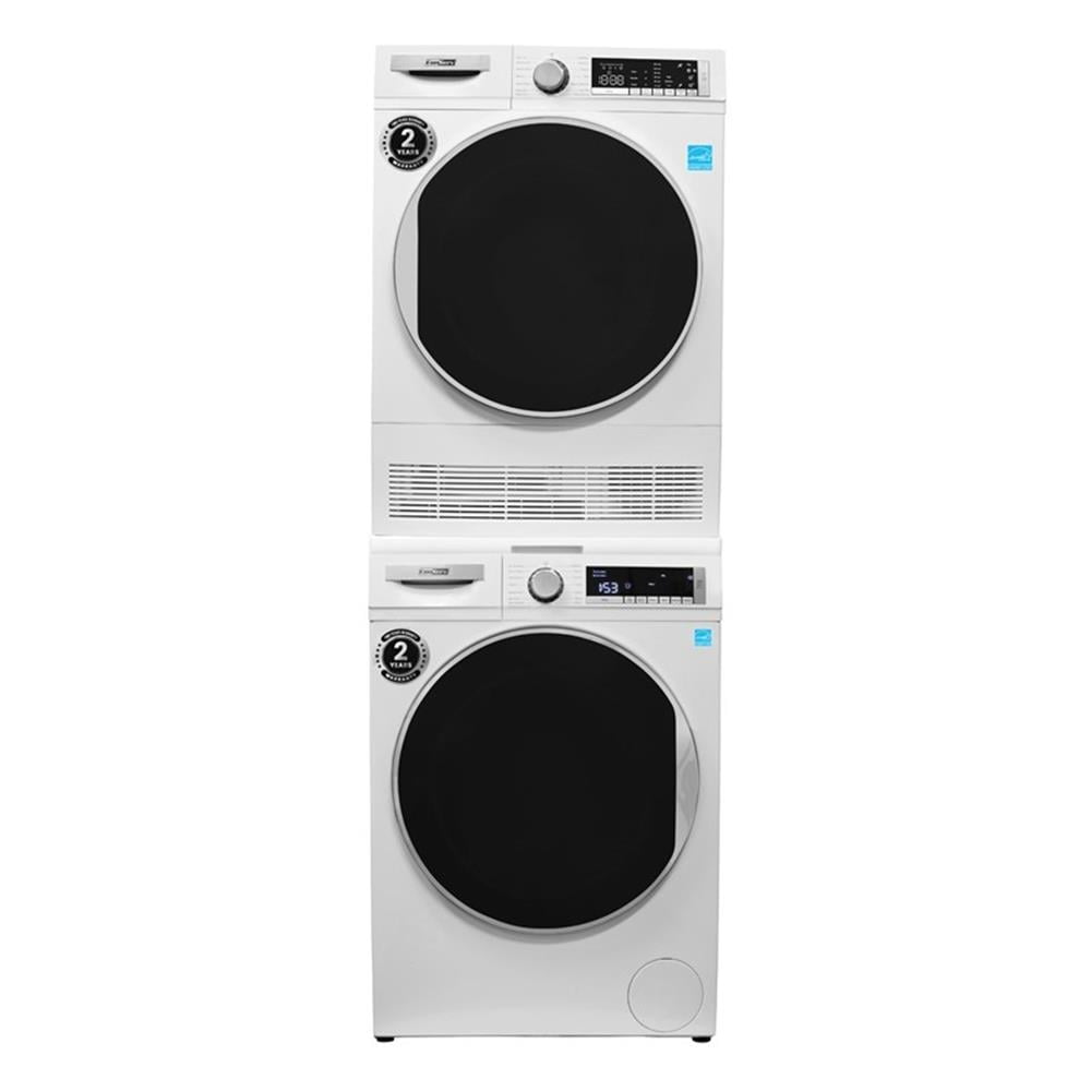 Pemberly Row Stackable Washer 2.2 cf 110 V Dryer 4 Cf 220V with Stacking Shelf