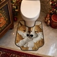 thumbnail image 4 of Sruoe Toilet Rug U Shaped, Double Corgi Print U‑Cut Microfiber Floor Mat 16x20 Inch, Soft Absorbent Non‑Slip Bathroom Decor Rug for Toilet Base Home Decor, 4 of 8