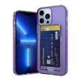 thumbnail image 1 of SaniMore for iPhone 13 Pro Max 6.7" Translucent Glitter Case, Rugged PC Back & Soft TPU Bumpers Case with Card Slot Shockproof Protective Case for iPhone 13 Pro Max Women Men, Purple, 1 of 8