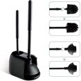 thumbnail image 5 of Desatascador y cepillo para inodoro, juego de desatascador de escobilla para inodoro 2 en 1 con soporte, combo de herramientas de limpieza de baño con soporte para carrito (negro), 5 of 5
