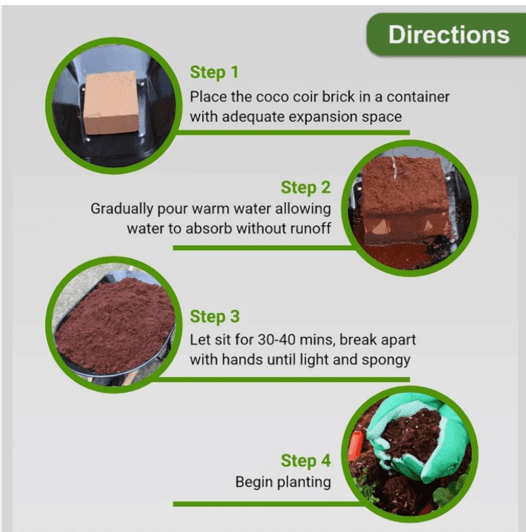 5000g (60L) Coco Fiber Coir Brick – Low Salt, Organic Soil Amendment & Growing Medium for Plants