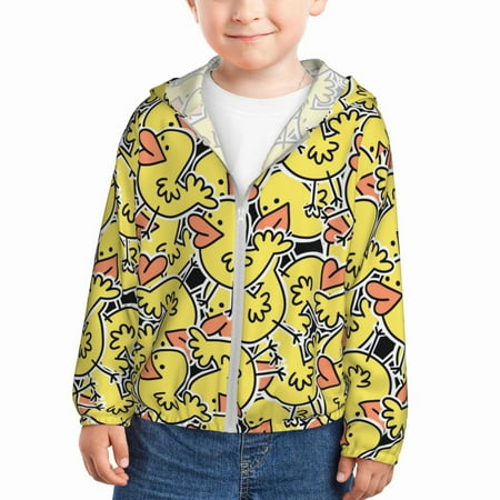 

Sun Hoodie for Kids Ducks Long Sleeve Swim Fishing Shirts Sun Protection Zip Up Jacket Clothing Athletic Hoodie