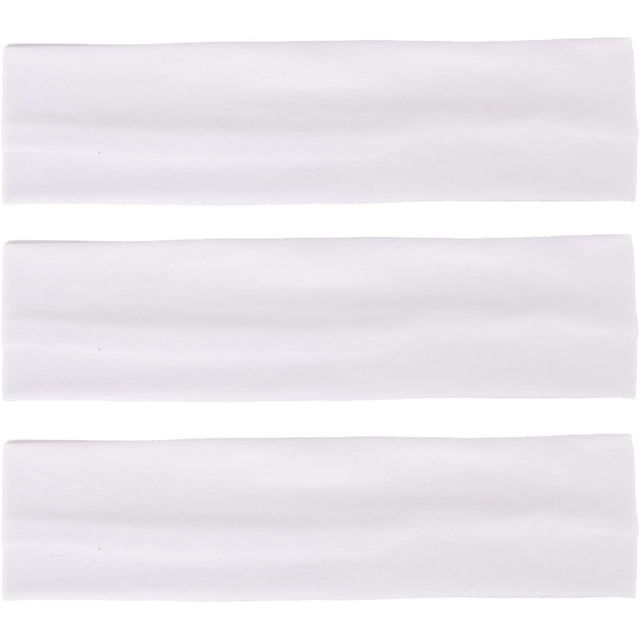 LAICAIW Lot de 3 Bandeaux de Yoga Extensibles en Coton Bandeau pour Cheveux Sports Course Exercice Gym (Blanc)