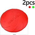 thumbnail image 2 of Frisbees para perros, discos voladores de goma para cachorros, perros pequeños, medianos y grandes, 22,5 cm (verde + rojo)., 2 of 5