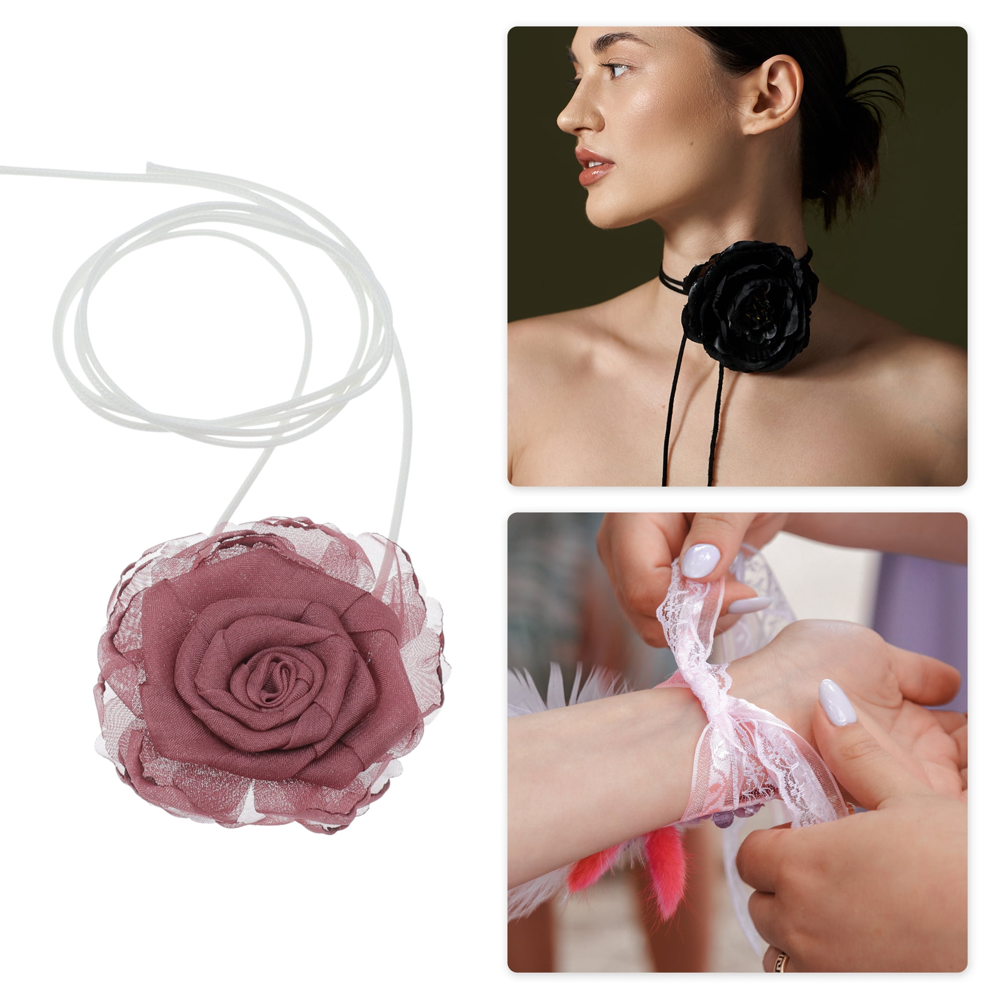 Unique Bargains Flower Choker Necklace 1Pc Rose Pink