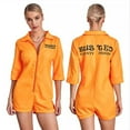 thumbnail image 2 of Women's Halloween Zipper Jumpsuit Short Romper Prisoner Plus Size Outfit Role Play Party Dress, 2 of 2