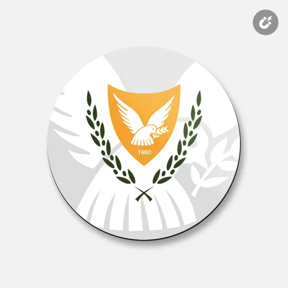 Cyprus Coat Of Arms | 4'' X 4'' Round Decorative Magnet