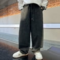 thumbnail image 5 of Boys Baggy Jeans Grey Baggy Cargo Pants High Elastic Waisted Straight with Pocket Classic Fit Pull On Boys Soccer Shorts 6-7 Years, 5 of 6
